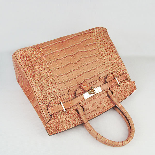 Replica Hermes Birkin 30CM Crocodile Veins Bag Orange 6088 On Sale - Click Image to Close